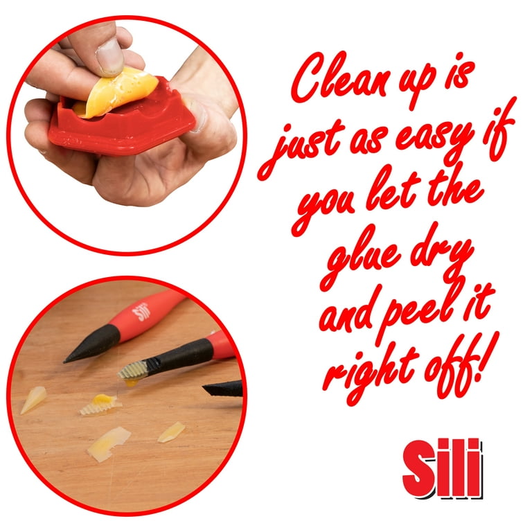 Sili Glue Pod and 3 Sili Micro Glue Brushes & The Complete Silicone Glue  Kit - Wood Glue Up 4-Piece Kit – 2 Pack of Silicone Brushes, 1 Tray, 1  Comb