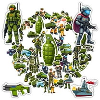 35pcs-50pcs Green Military Stickers Cartoon Soldiers Stickers Tank Stickers for Laptops Suitcases