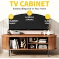 thumbnail image 4 of Kennkari 55" TV Stand with Sliding Doors for Living Room, TV Console with Storage Cabinet, Mid-Century Modern Style Entertainment Center, Media Console with Golden Handle (Walnut,55"), 4 of 12