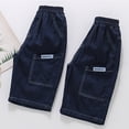 thumbnail image 5 of Ticikt Boys' Cotton Denim Cargo Capri Shorts, Elastic Waist Multi-Pocket Summer Pants,Dark Blue,7-8 Years, 5 of 8