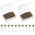 thumbnail image 1 of Uxcell 800 Pcs Pines de Empuje, Tachuelas de Mapa Cabeza Redonda de 4mm Pines Decorativos para Tablero de Anuncios Hogar Oficina Viaje Pared Manualidades Mapa Foto, Bronce, 1 of 7