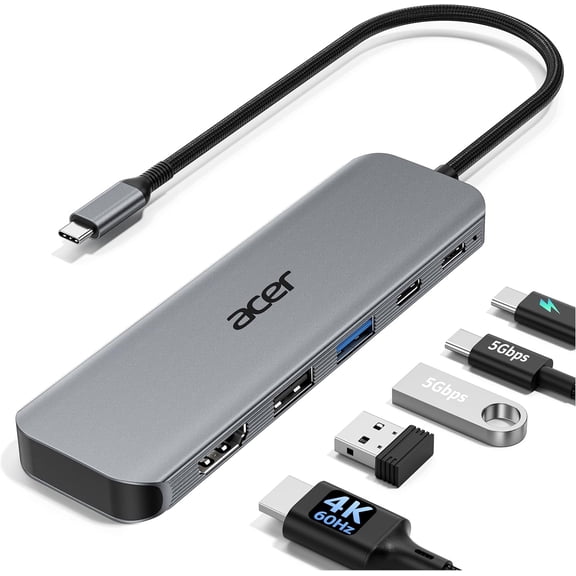 USB C Hub, 5-in-1 USBC to HDMI Adapter with 4K@60Hz, 100W Power Delivery, USB-C 5Gbps & USB-A 3.0 Data Ports, USBC Splitter Docking Station for MacBook Neo/Pro/Air, iPad Pro, iPhone 17 Pro Max