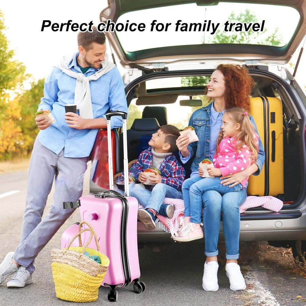 WAASOSCON 3-9 Years Old Ride-On Suitcase with 360° Swivel Wheels and Rear Brake, 24 Inch Airplane-Approved Luggage with 3-Digit Lock, Anti-Scratch Frosted Design
