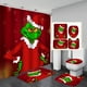thumbnail image 2 of Cortina de ducha navideña de monstruo de pelo verde, juego de baño, cubierta de inodoro, alfombrilla, cortinas de baño, decoración de baño, 2 of 4