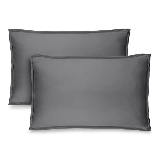 Bare Home Juego de Fundas de Almohada Colección Premium 1800, Doble Cepillado, Estándar, Gris