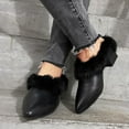 thumbnail image 4 of jsaierl Women's Chunky Heels Shoes Pointed Toe Leather Shoes with Soft Faux Fur - Ladies Office Work Mules, 4 of 7