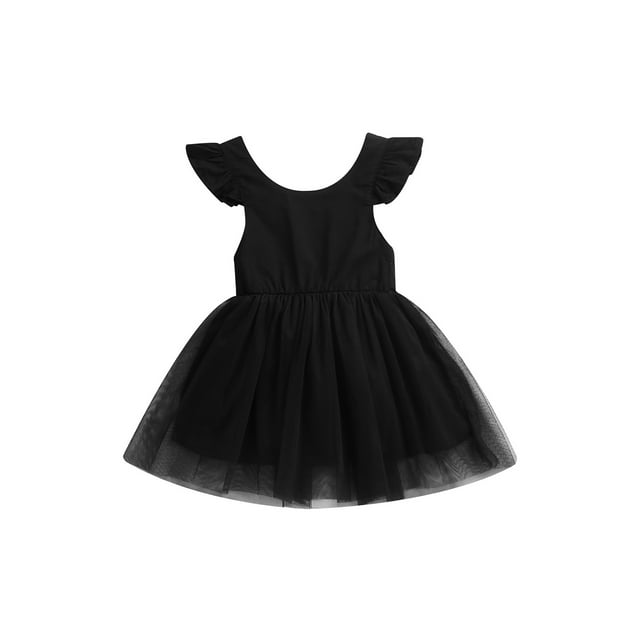 Faithtur Petite Fille?S Mouche Robe Manches Mode Couleur Unie Col Rond Maille Fil Couture une-Ligne Robe