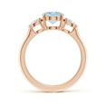 thumbnail image 2 of ANGARA Natural Oval 1.5 ct Aquamarine and Diamond Three Stone Engagement Ring in 14K Rose Gold for Women (Size-9x7mm) | March Birthstone, Anniversary, Jewelry Gift for Women | Natural Aquamarine Ring, 2 of 10