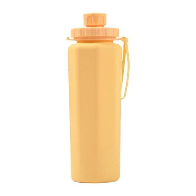 Botella de agua plegable, botella deportiva de silicona. Amarillo