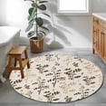 thumbnail image 3 of Brown Beige Botanical Round Area Rug 3Ft Washable Small Circle Rugs for Kitchen Entryway, Rustic Country Spring Floral Summer Leaf Non-Slip Carpet Floor Mats Indoor Outdoor Carpet Runner Home Decor, 3 of 8