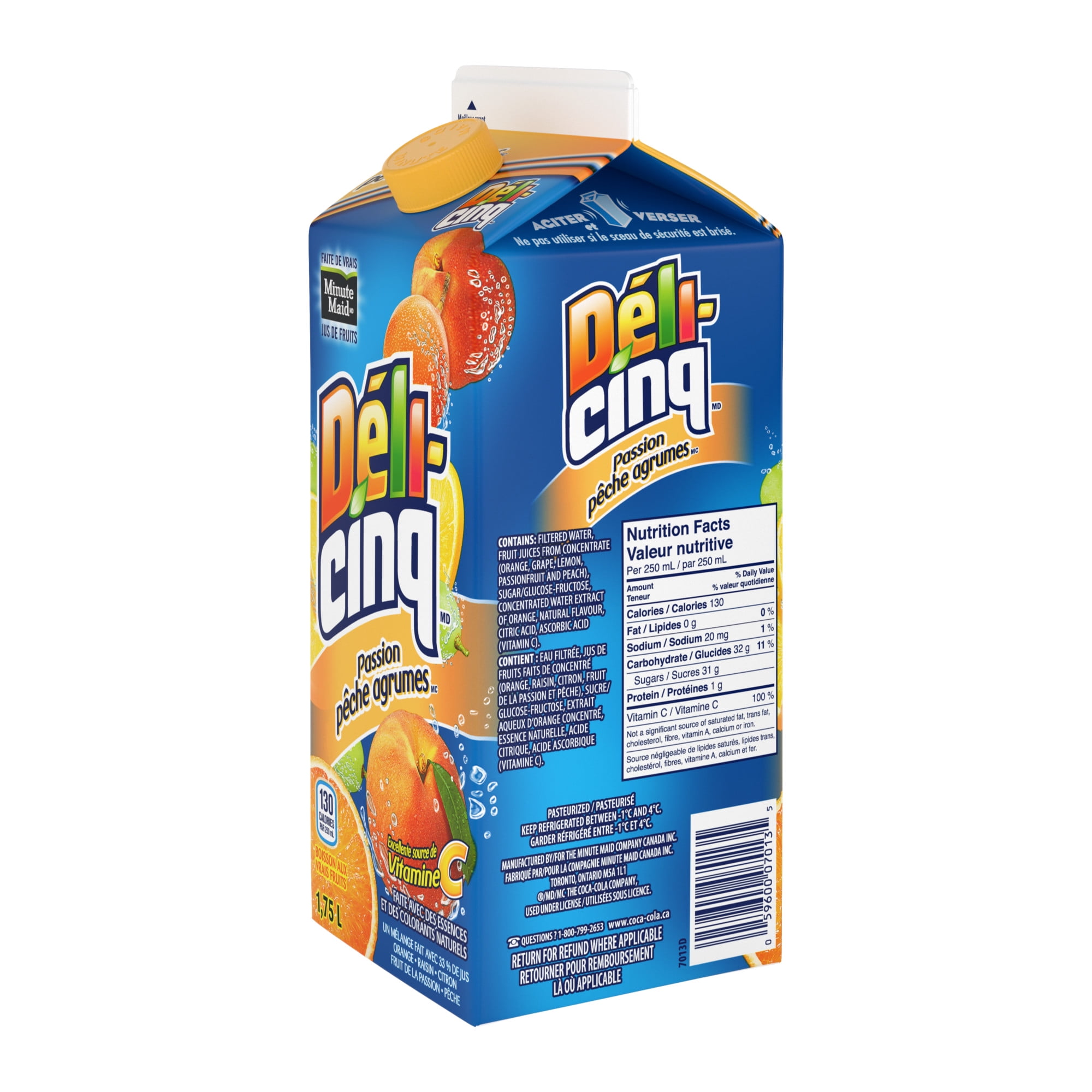 Deli-Cinq Agrumes passionnés de pêche Gable top, 1.75 Liters 1,75 x l