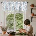 thumbnail image 4 of Sky Blue Leaf Valances for Windows, Rod Pocket Kitchen Valance Curtains - Soft & Washable Small Window Treatment for Living Room, Bathroom, Grey Leaves Branches 54x18inch, 1 Panel, 4 of 9