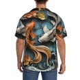 thumbnail image 3 of Pofeuu Colorful Koi Fish Art Print Mens Casual Short Sleeve Shirts Beach Summer Spread Collar Pocket Tops Men's Casual Short-sleeved Shirt-Large, 3 of 5