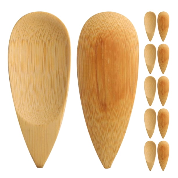 12 minicucharas de bambú para té, café, especias y condimentos Cucharas de madera pequeñas para servir miel, postres, hogar y restaurantes