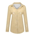 thumbnail image 4 of Cowboy Shirts for Women Western Cowgirl Country Style Button Down Shirt Floral Embroidery Long Sleeve Snap Khaki Tops L, 4 of 4