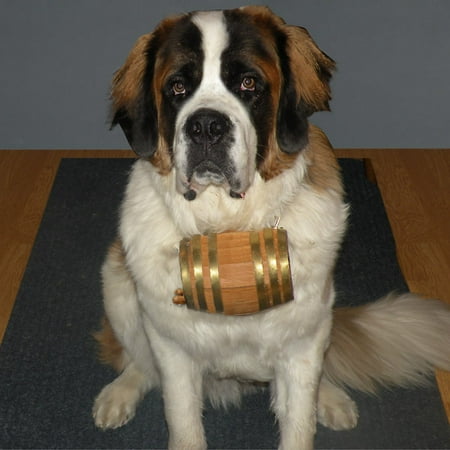 - Saint Bernard Dog Collar Wood Barrel - 1 Liter - Brass