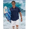 thumbnail image 4 of COOFANDY Men's Button Down Shirt Short Sleeve Casual Summer Beach Cotton Linen Wedding Shirts, 4 of 6