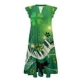 thumbnail image 5 of Yuyamidu V Neck Dress for Women St Patricks Day Dresses for Women Plus Size Stylish Flutter Ruffle Sleeve Tiered Swing Midi Dress in Green, Flowy and Casual, Size S, 5 of 8