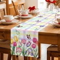 thumbnail image 5 of Tulips Spring Floral Table Runner - 70 Inch Long Flowers Butterfly Plaid Pastoral Cotton and Linen Blended Dress Scarves Farmhouse Table Runner for Kitchen Dining, Coffee Table, 13" x 70", 5 of 8