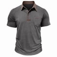 thumbnail image 4 of Qwertyu Mens Casual Polo Shirts Classic Short Sleeve Basic Golf Button Shirt with Pocket Dark Gray M, 4 of 6
