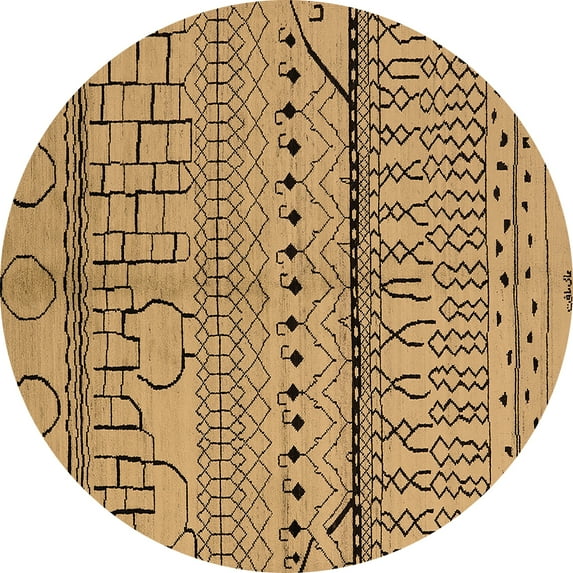 Ahgly Company Indoor Round Oriental Brown Industrial Area Rugs, 4' Round