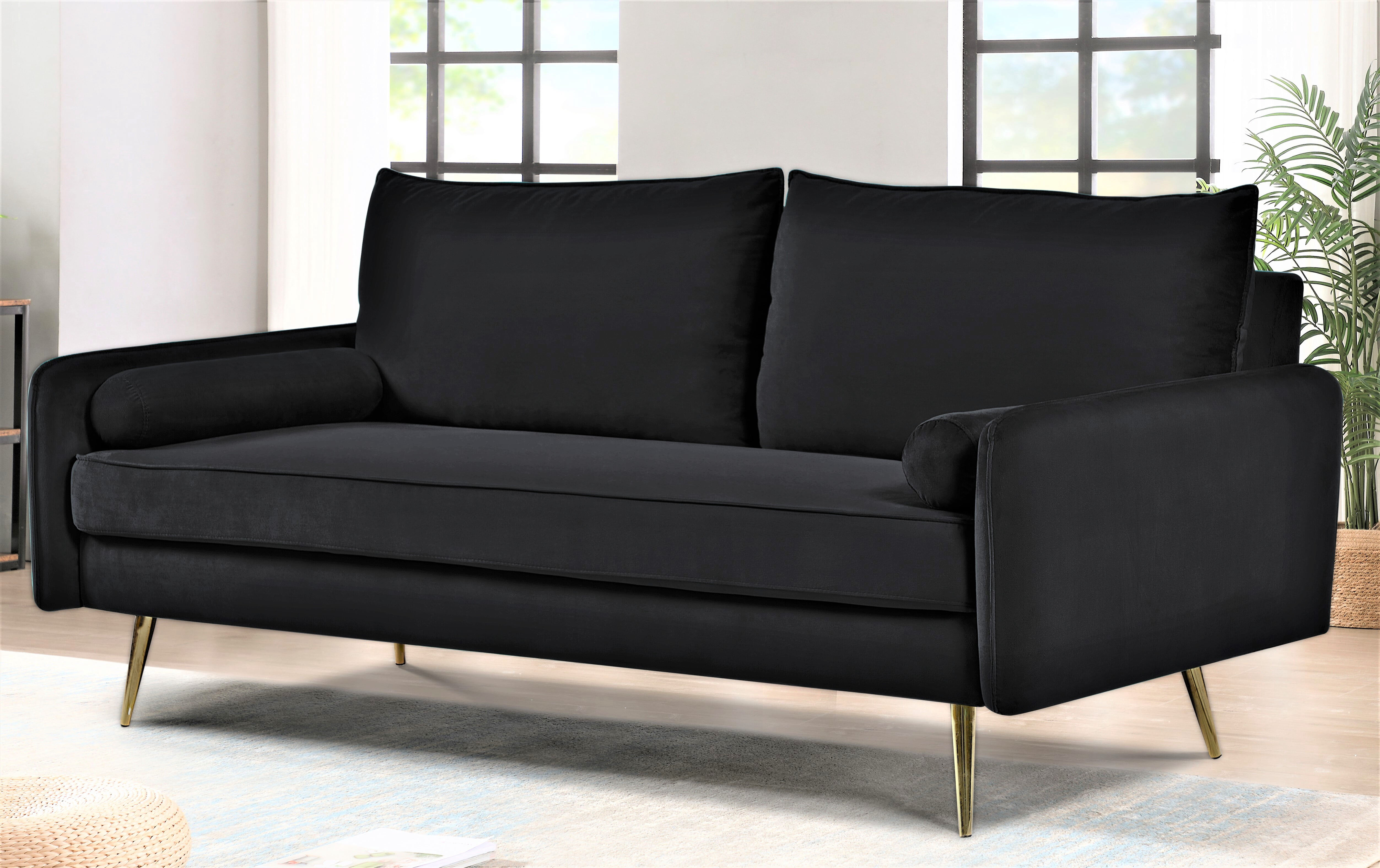 US Pride Furniture Villeda 70''W Polyester Square Arms Sofa Black