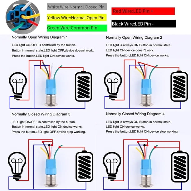 Gebildet 2 Pieces 0.63 Inch/16mm Stainless Steel Latching Push Button Switch 3V 5V 6V 7.5V 9V/3A Power Symbol LED 1NO1NC SPDT ON Off Waterproof Toggle Switch with Wire Socket Plug (White LED Gebildet 2 Pieces 0.63 Inch/16mm Stainless Steel Latching Push Button Switch 3V 5V 6V 7.5V 9V/3A Power Symbol LED 1NO1NC SPDT ON Off Waterproof Toggle Switch with Wire Socket Plug (White LED