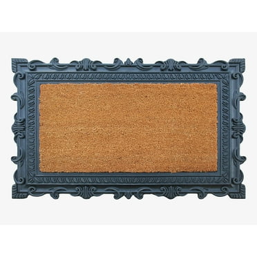 A1 Home Collections Natural Coir and Rubber Door Mat, 24x36, Thick Durable, Heavy Duty, Low Profile Door Mat, Easy to Clean, Long Lasting, Front Porch Entry Rug, Black Finish (RC198NW-24X36)