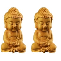 Set of 2 Buddha Statues Yoga Meditation Small Ornaments Office