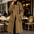thumbnail image 6 of Women's Casual Elegant Solid Color Double Sided Coat Long Sleeve Winter Outerwear Dressy Jacket Soft Cozy Warm Work Office | CSEONE,Coffee XL, 6 of 8
