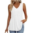 thumbnail image 2 of Karight Women Tank Tops 2025 Spring Clothes Summer V Neck Pleated Shirts Button Down Dressy Casual Sleeveless Blouse, 2 of 9