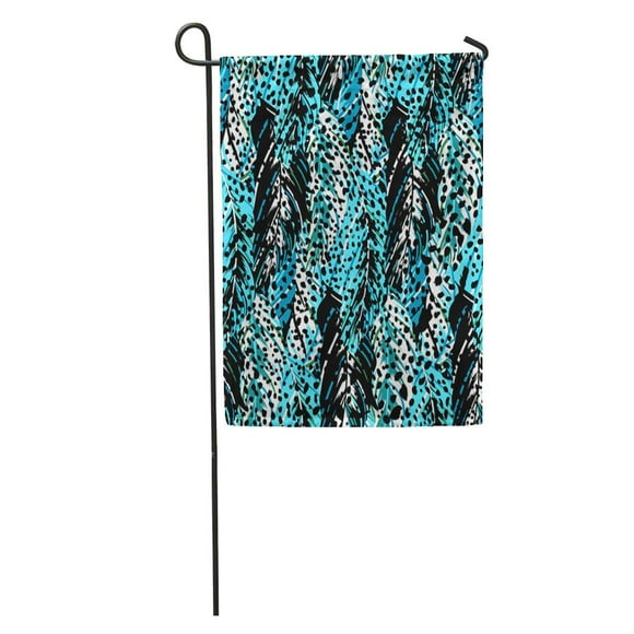 POGLIP Pattern Inspired by Tropical Birds Parrots Wings Feather in Blue Garden Flag Decorative Flag House Banner 28x40 inch