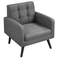 thumbnail image 4 of Topeakmart Modern Fabric Arm Chair Tufted Accent Chair with Rubber Wooden Leg, Dark Gray, 4 of 11