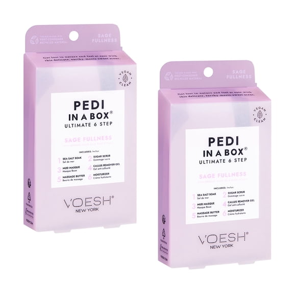 VOESH Pedi in a Box Ultimate 6 Step Sage Fullness Spa Pedicure DIY Pedi Kit de pedicura para el hogar Pedi in a Box Pedicure Cuidado de los pies Productos Pedi Spa Care Foot Spa