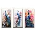 thumbnail image 2 of Designart "Watercolor Peacock Blue and Pink Splendor III" Animals Framed Wall Art Set Of 3 - Blue Peacock Frame Gallery Wall Set For Home Decor, 2 of 7