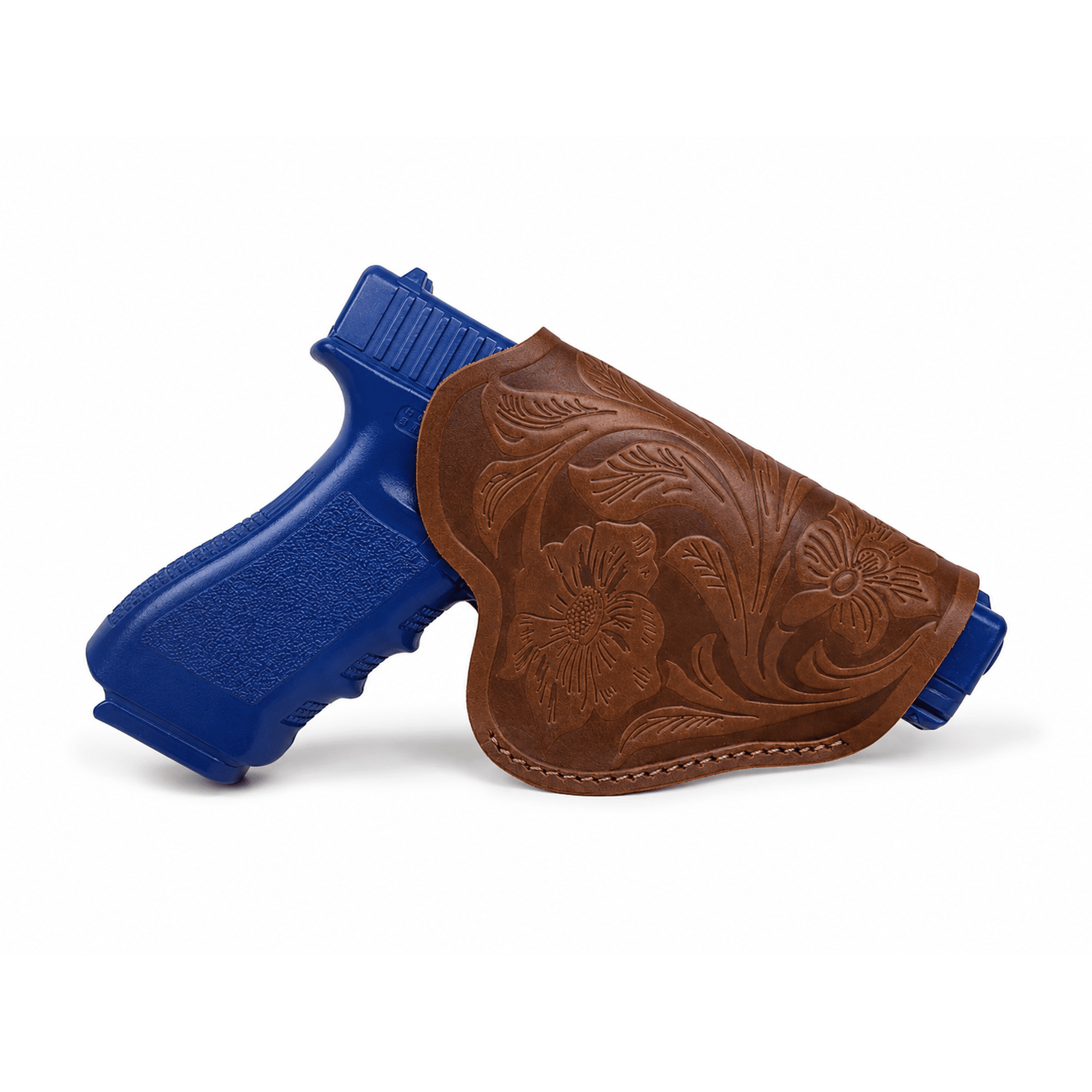 Saddle Mate Floral Embossed Buffalo Leather Holster Right Handed