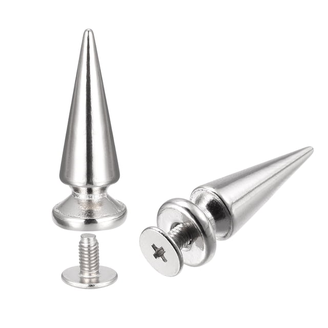 Unique Bargains 10x26mm Screw Back Rivets Solid Leather Studs Silver Tone 30 Sets