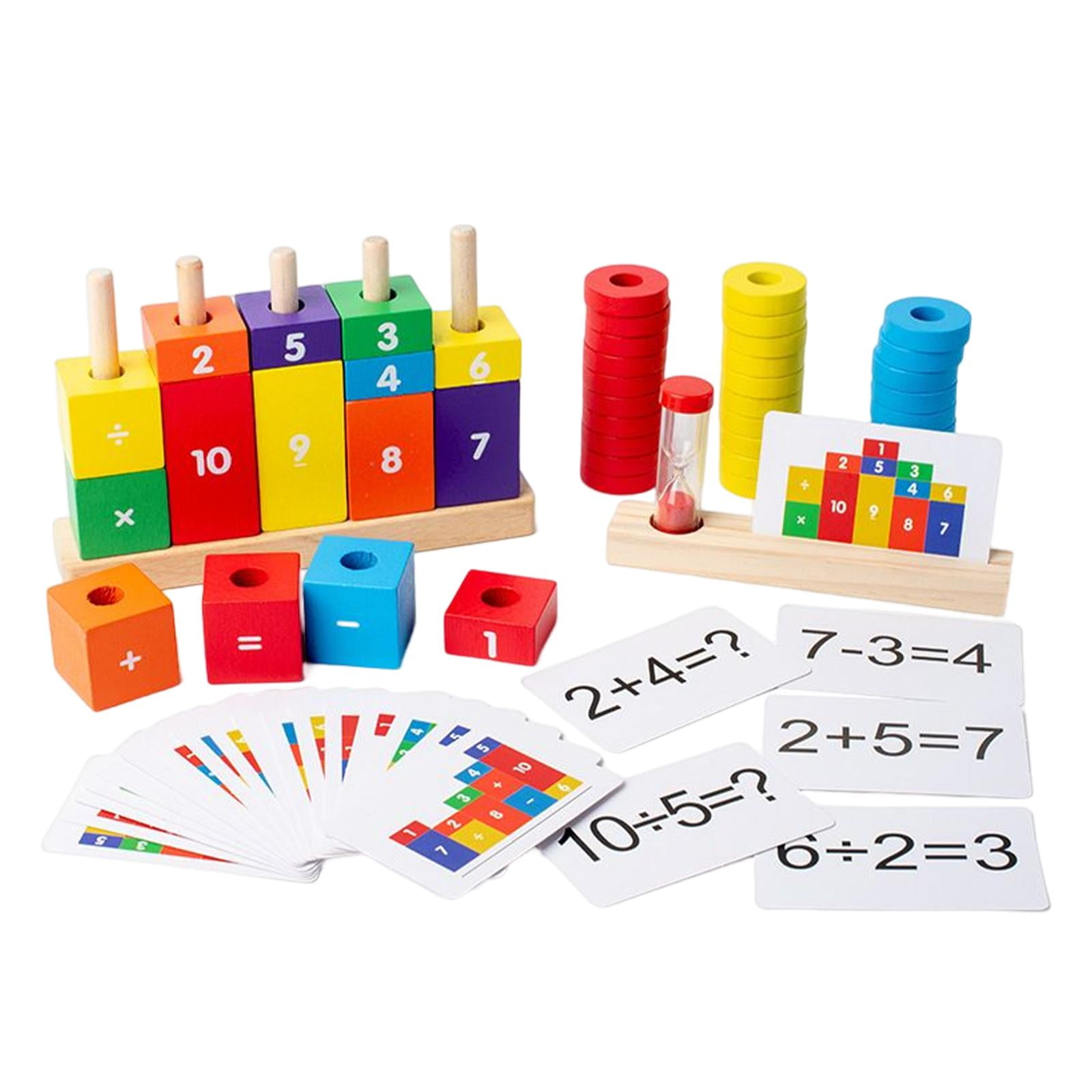 Bunblic Montessori Math Toys For Toddlers Math Number Counting Block Matching Multiplication Educational Wooden Stacking Toy For Teaching Preschoo
