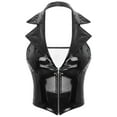 thumbnail image 3 of iiniim Women's PU Leather Crop Top Bustier Push Up Corset Tops Tank Vest Size S-4XL A Black S, 3 of 7