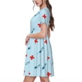 thumbnail image 2 of Balery Syringe And Red Cross Vestidos sueltos de manga corta para mujer, vestidos de verano 2025, vestidos casuales de corte A con vuelo., 2 of 6