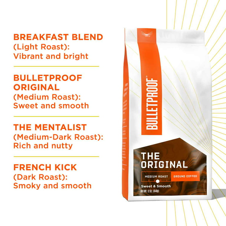 Bulletproof Original Medium Roast Whole Bean Coffee, 12 Ounces, 100%  Arabica Coffee Sourced from Guatemala, Colombia, & El Salvador