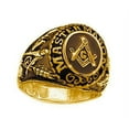 thumbnail image 2 of Free Mason Ring - Freemasonry College Style GOLD Color Steel Mens Masonic Rings, 2 of 2