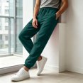 thumbnail image 5 of Mens Baggy Sweatpants Loose Fit Cotton Casual Comfy Stretch Wide Leg Sweat Pants with Pockets Dark Green,XL, 5 of 7
