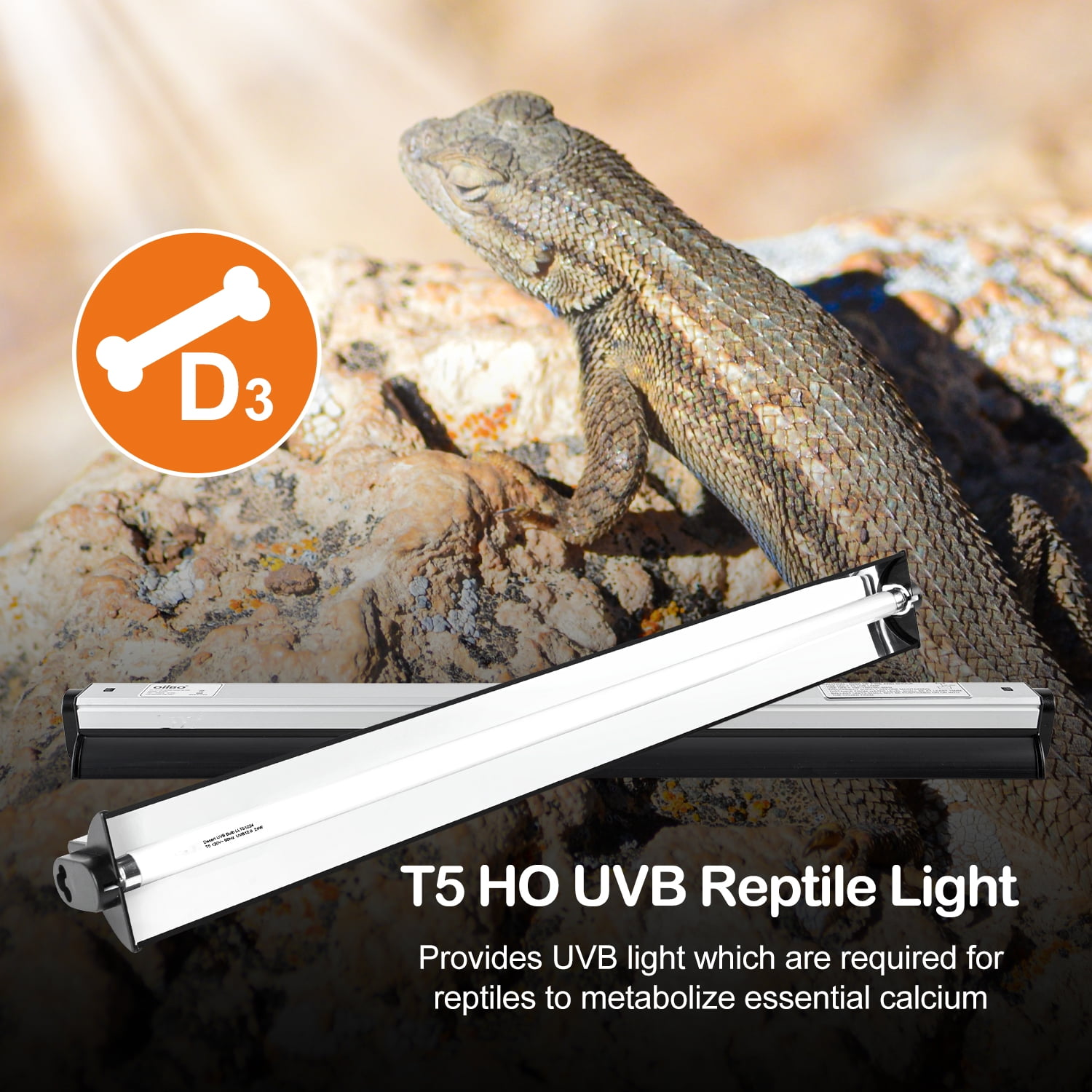 ECOSUB 24W T5 HO UVB Reptile Terrarium Habitat Lighting Kit, White
