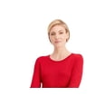 thumbnail image 2 of JM Collection Women's Metallic Round Neck Stud Cuff Sweater Red Size Medium, 2 of 3