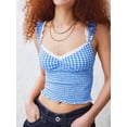 thumbnail image 4 of Women Y2K Gingham Cami Tank Top Lace Trim Spaghetti Strap Plaid Camisoles Square Neck Sleeveless Aesthetic Crop Top Streetwear, 4 of 5