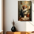 thumbnail image 4 of Nederlandse Kooikerhondje Dog Canvas Wall Art for Bedroom Living Room Home Decor,Funny Dog Canvas Sitting on The Toilet Animal Pattern Office Artworks, modern wall decor, Ready to Hang, 4 of 6
