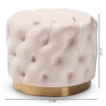thumbnail image 5 of Baxton Studio Valeria Pouf Moderne en Velours Touffeté Beige Clair et Or, 5 of 5