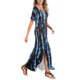 thumbnail image 4 of Vestido largo informal con bolsillo suelto para mujer, manga corta, cuello en V dividido, estampado, maxivestidos de playa Pompotops ghjkhdj11224, 4 of 6