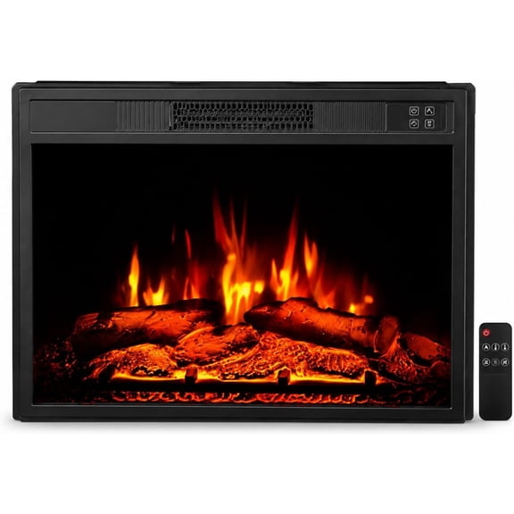 23 Inch Recessed Electric Fireplace Insert, 1500W Built-In Electric Fireplace Heater, Remote Control, 3 Flame Brightness Levels, 0.5-9 Hour Timer, Tempered Glass for Living Room Bedroom